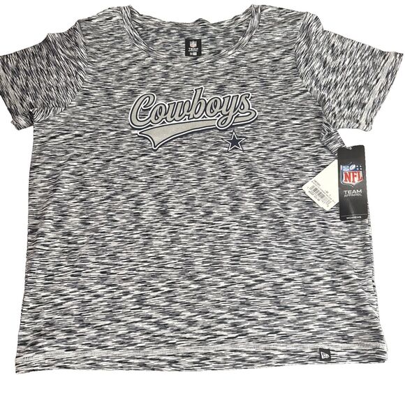 Dallas Cowboy’s T-Shirt Women Gray White Stretch NFL new era football game - Picture 1 of 11